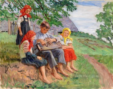 Jóvenes músicos 2 Nikolay Bogdanov Belsky kids impresionismo infantil Pinturas al óleo